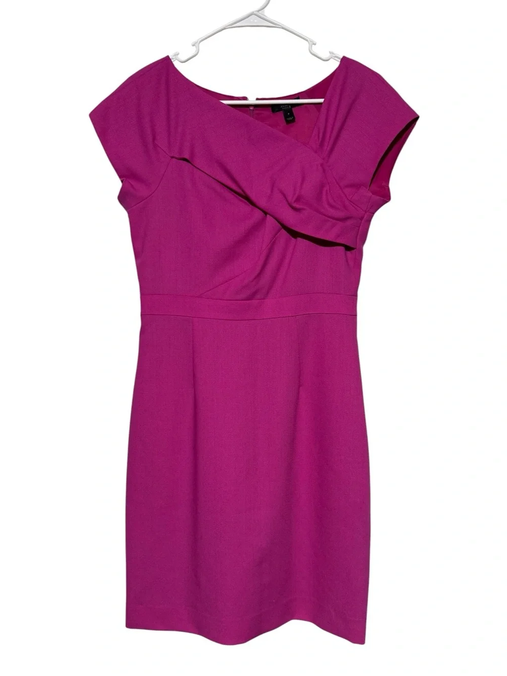 J Crew 100% Wool Dress Size 2 Asymmetric Magenta Pink Old Money Cocktail Office